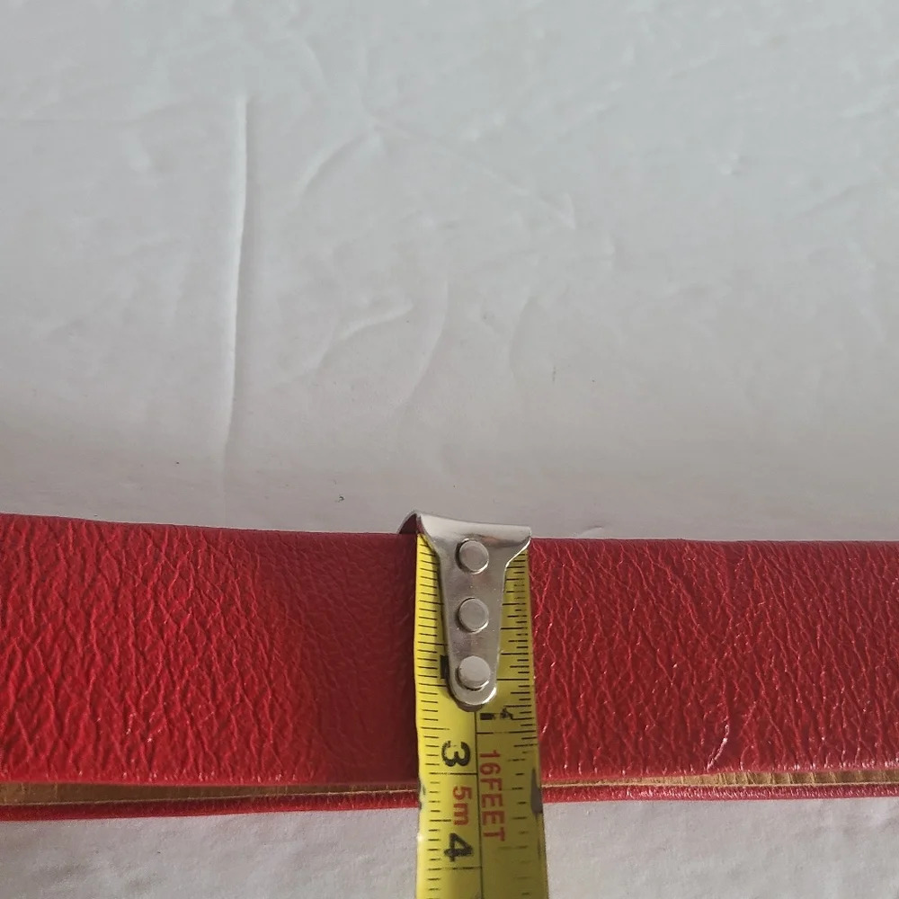 Vintage Red genuine leather women's belt with gold buckle 30 in. - Picture 7 of 7